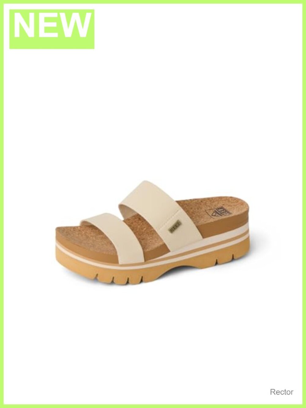 REEF Cushion Vista Higher Platform Sandal Arch Support Vegan Leather